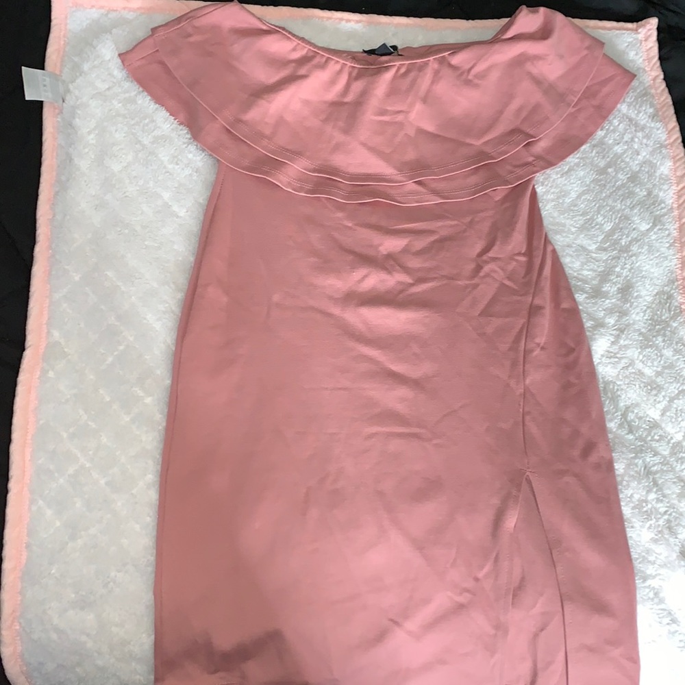 Ruffled slit mini dress